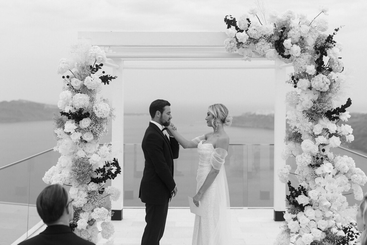 A wedding couple at Rocabella in Santorini